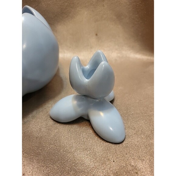 Vintage CAMARK Bowl Planter & 2 Candle Holders Aqua Blue Lotus Flower MCM Retro - Picture 6 of 16